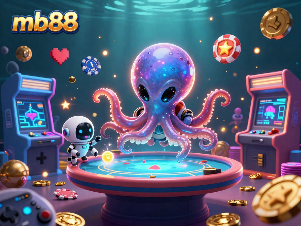 Experience thrilling gaming at mb88 with a vibrant 3D scene showcasing unique cosmic characters.