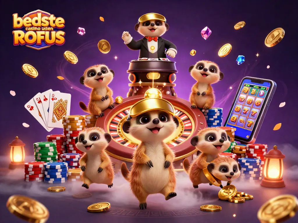 Win big at the bedste casino uden ROFUS with meerkats running a vibrant gaming scene featuring thrilling action and dynamic elements.
