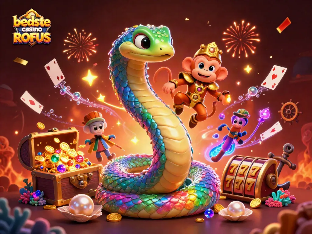 Play slots at bedste casino uden ROFUS with magical elements and vibrant characters.