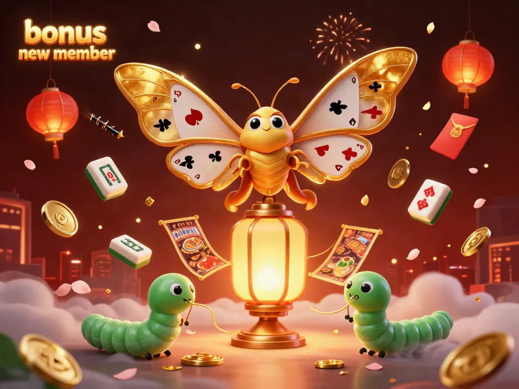 Win big with the bonus new member promotion featuring vibrant casino elements in a 3D scene.