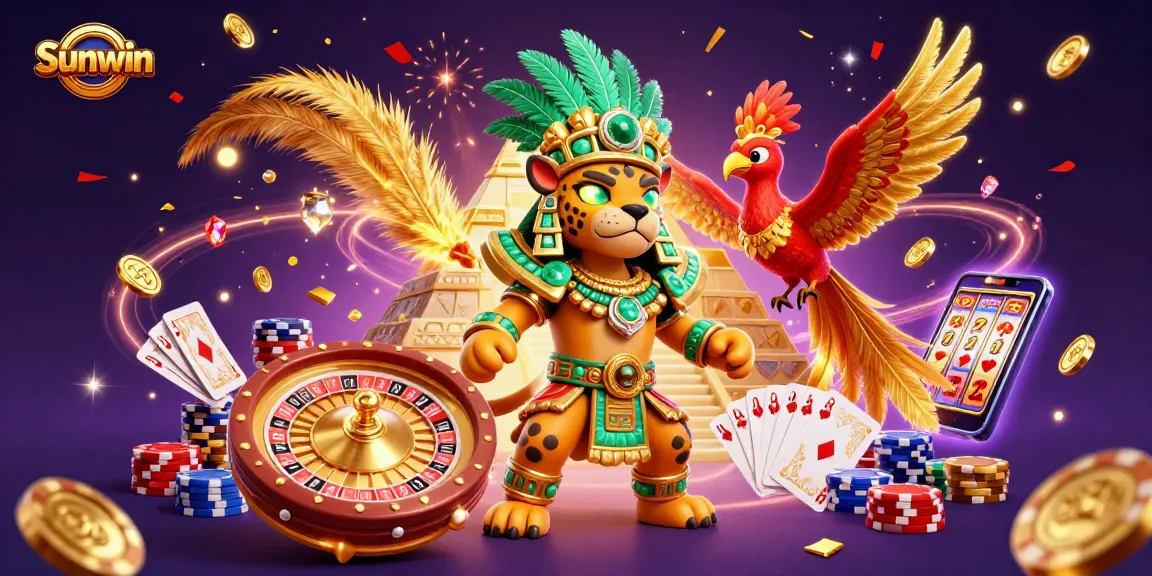 Experience thrilling action with Sunwin as vibrant 3D figures interact amidst captivating casino elements.