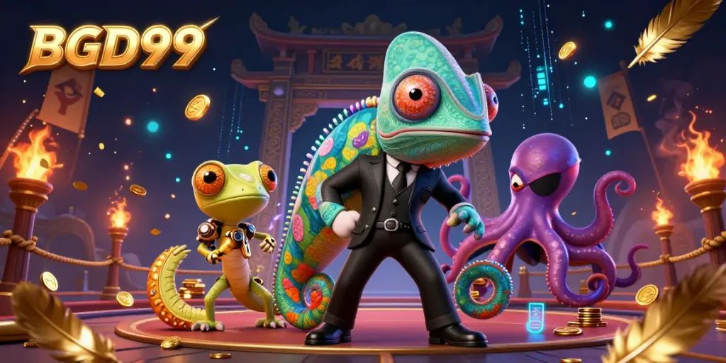 Engage with BGD99's thrilling gambling adventure featuring vibrant characters in a dynamic scene.