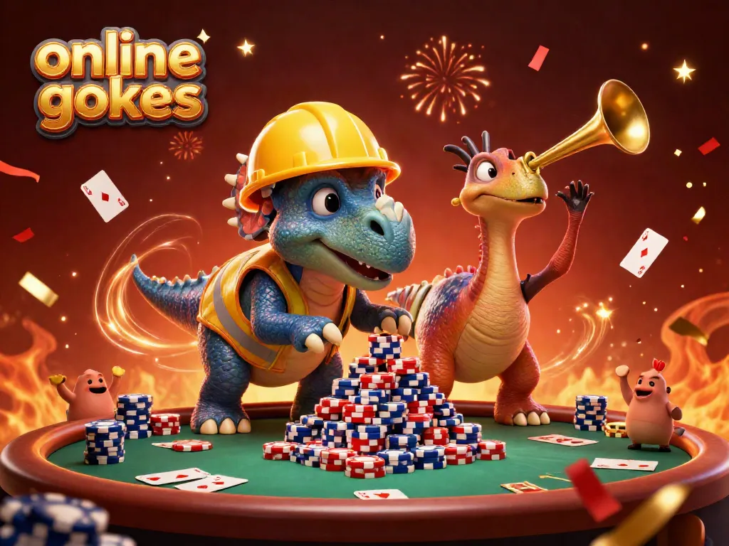 Engage in exciting online poker games with cheerful characters in a vibrant casino scene.