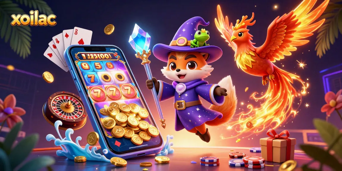 Engage with the thrilling xoilac slot game featuring a wizard and phoenix amidst dynamic casino elements.