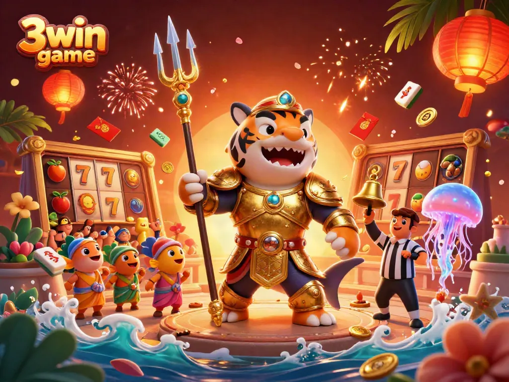 Experience thrill with 3win game featuring a vibrant underwater colosseum with lively characters.